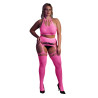 Ouch! Glow Ensemble Bustier Dos nu et Porte-Jarretelles 2 Pièces Rose Fluo